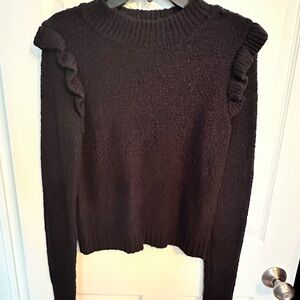 Women's Black Ruffle Sweater